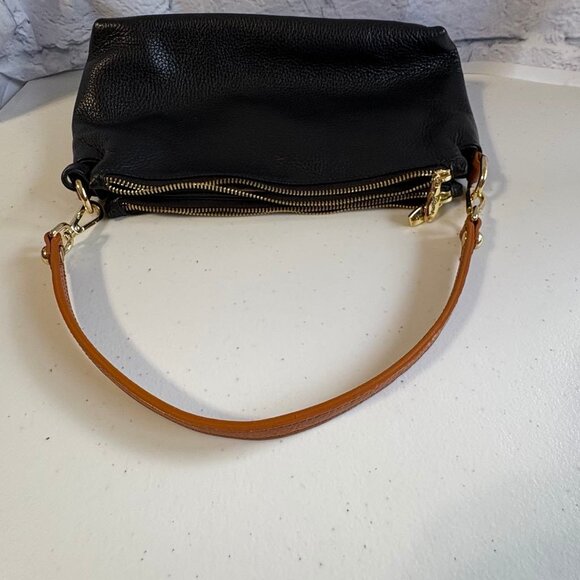 Valentina Supple Slouchy Leather Bag Black Brown Crossbody Made in Italy - Picture 13 of 16